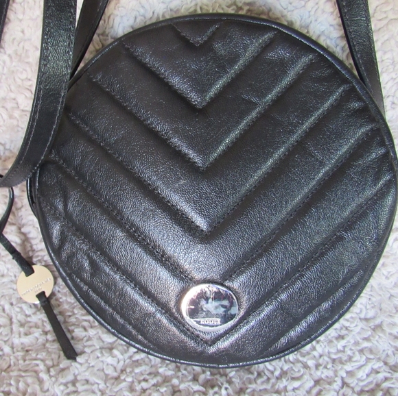 Lodis RFID Under Lock & Key Black Leather Crossbody bag Chevron Quilted Purse - Picture 12 of 14